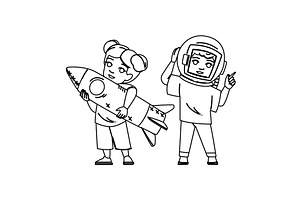 astronaut kids astronomy vector, a Technology Illustration by pikepicture