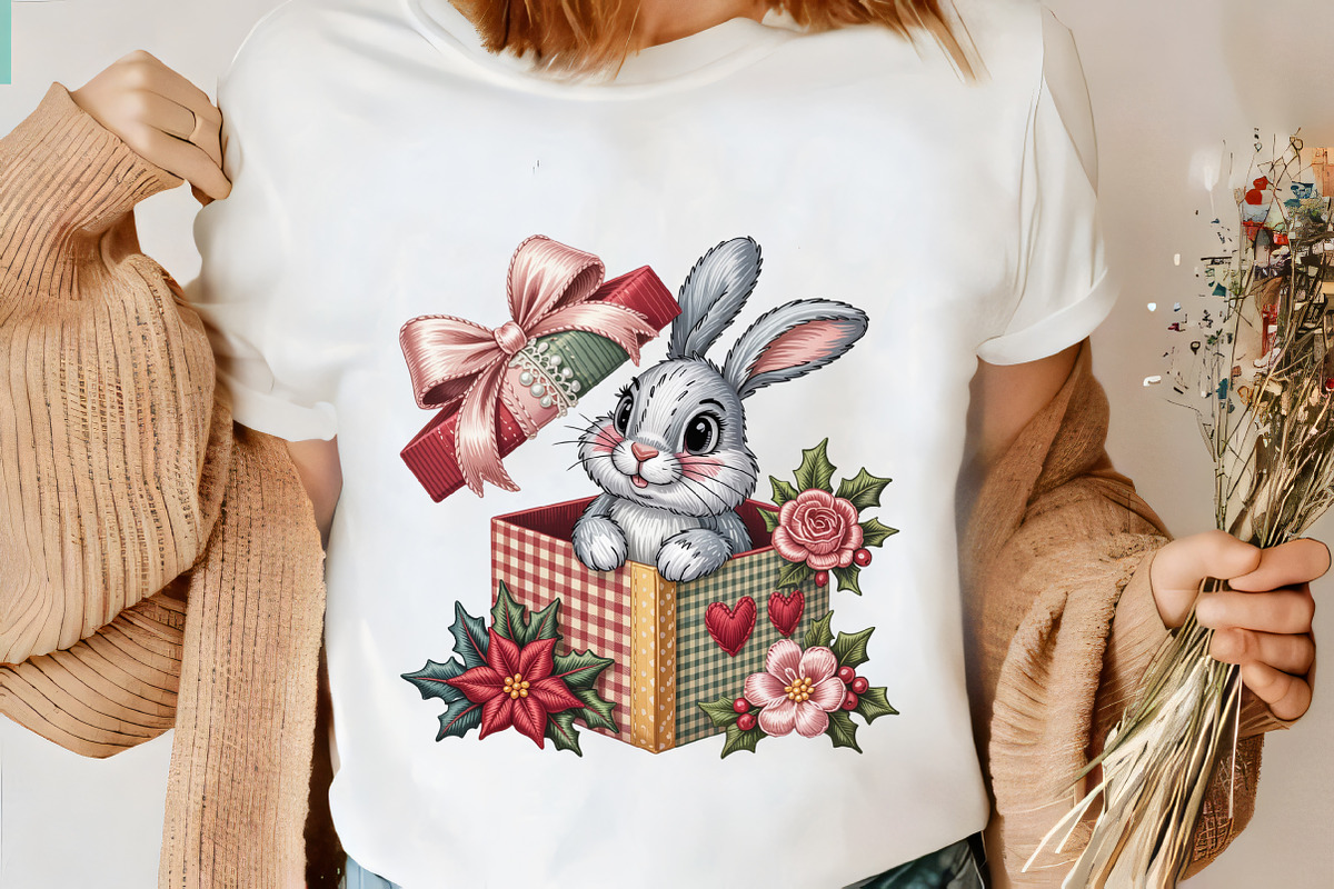 Faux Embroidery Bunny in a Gift Box, an Illustration by CrexoraLab (Photo 2 of 6)