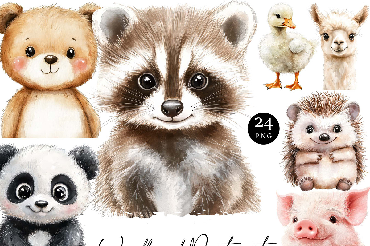 Watercolor Woodland Portraits, an Animal Illustration by Design Scotch (Photo 1 of 7)