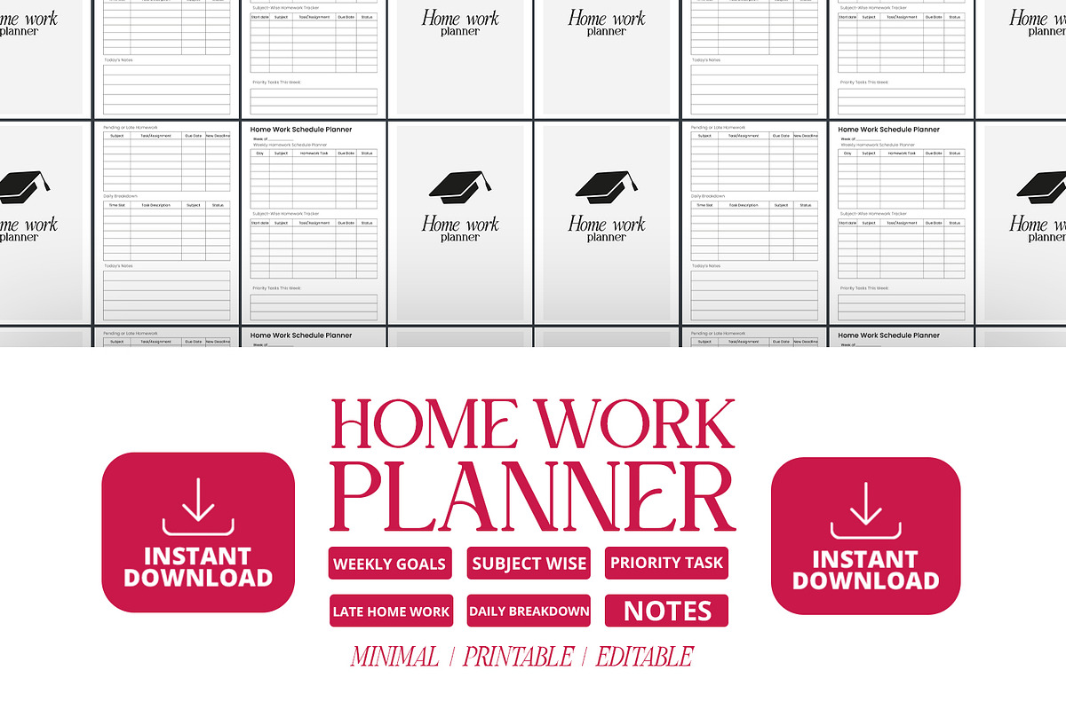 Minimal Homework Planner PDF