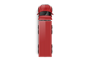 Realistic red truck top view. Vector, a Transportation Illustration by Yayasya