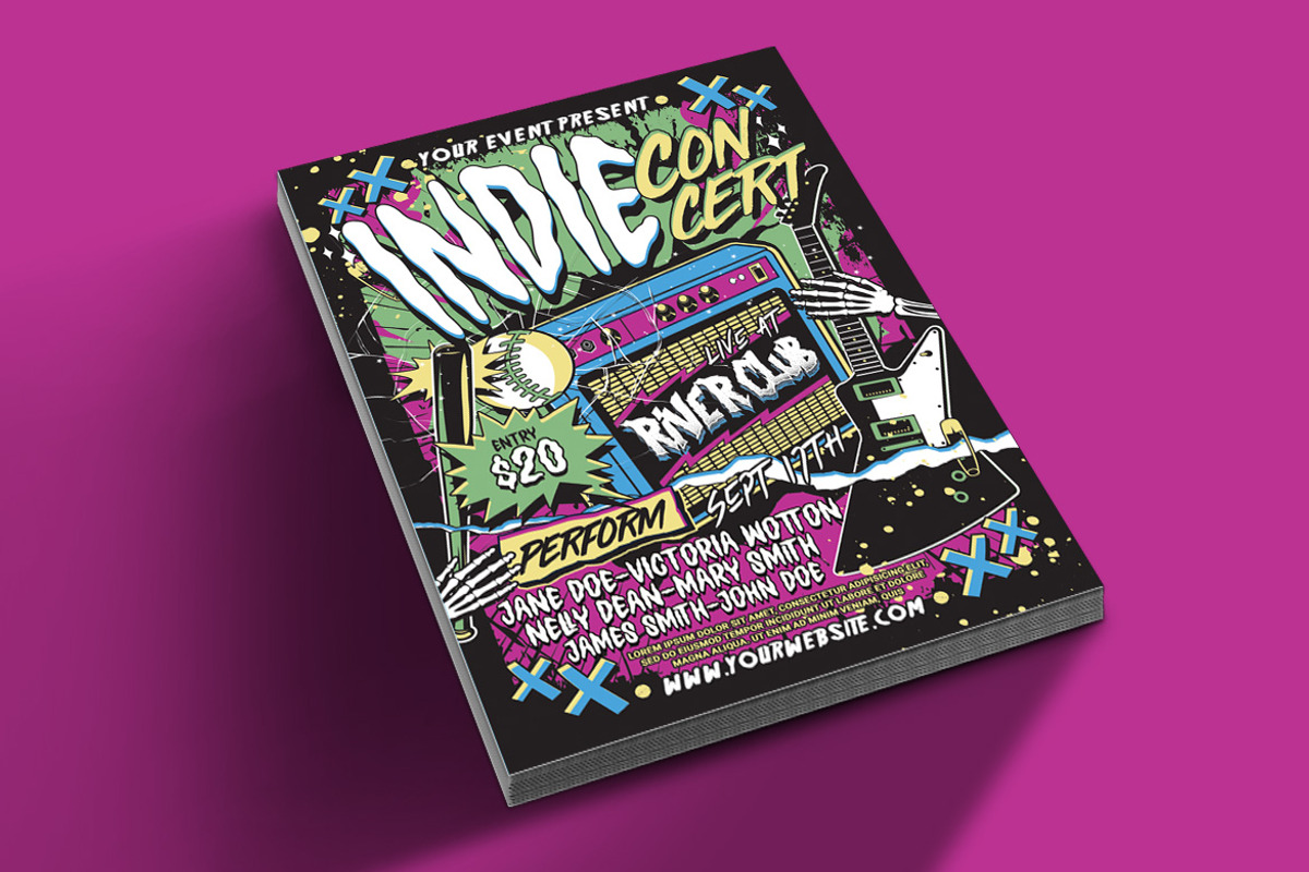 Indie Music Concert Flyer, a Flyer Template by Muhamad Iqbal hidayat (Photo 2 of 4)