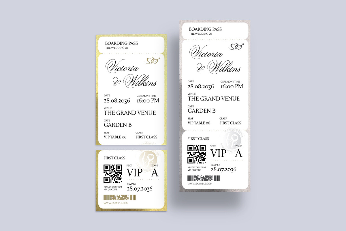 Wedding Boarding Pass Invitation Tem, a Stationery Template by BrandPacks (Photo 2 of 4)