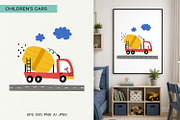 Cute Car Concrete Mixer Poster Print, a Transportation Illustration by Irina Ostapenko (Thumbnail 1 of 4)