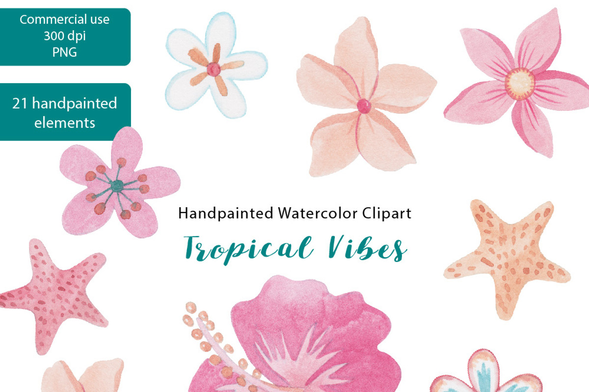 Tropical Watercolor Vibes, an Illustration by LittleAcornGraphics (Photo 3 of 6)
