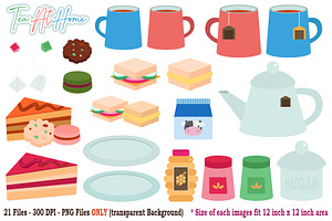 Tea At Home Digital Clip Art