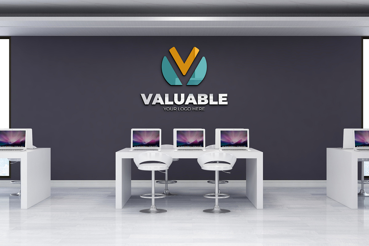 PSD Office Scene 3D Wall Mockup, a Product Mockup by Ayy (Photo 2 of 15)