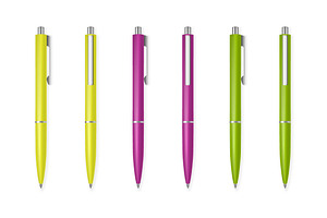 Set Of Blank Vector Pens.