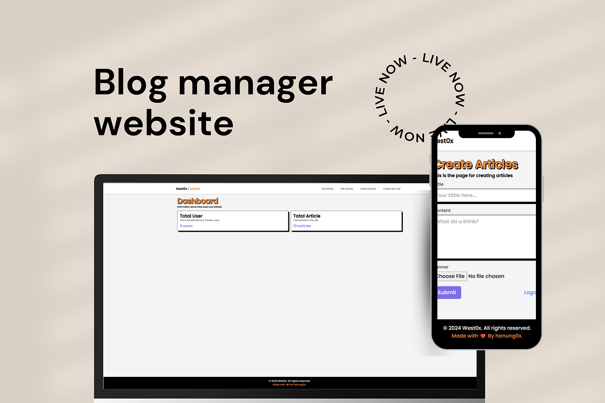 Blog manager website, an App Template by estasbien