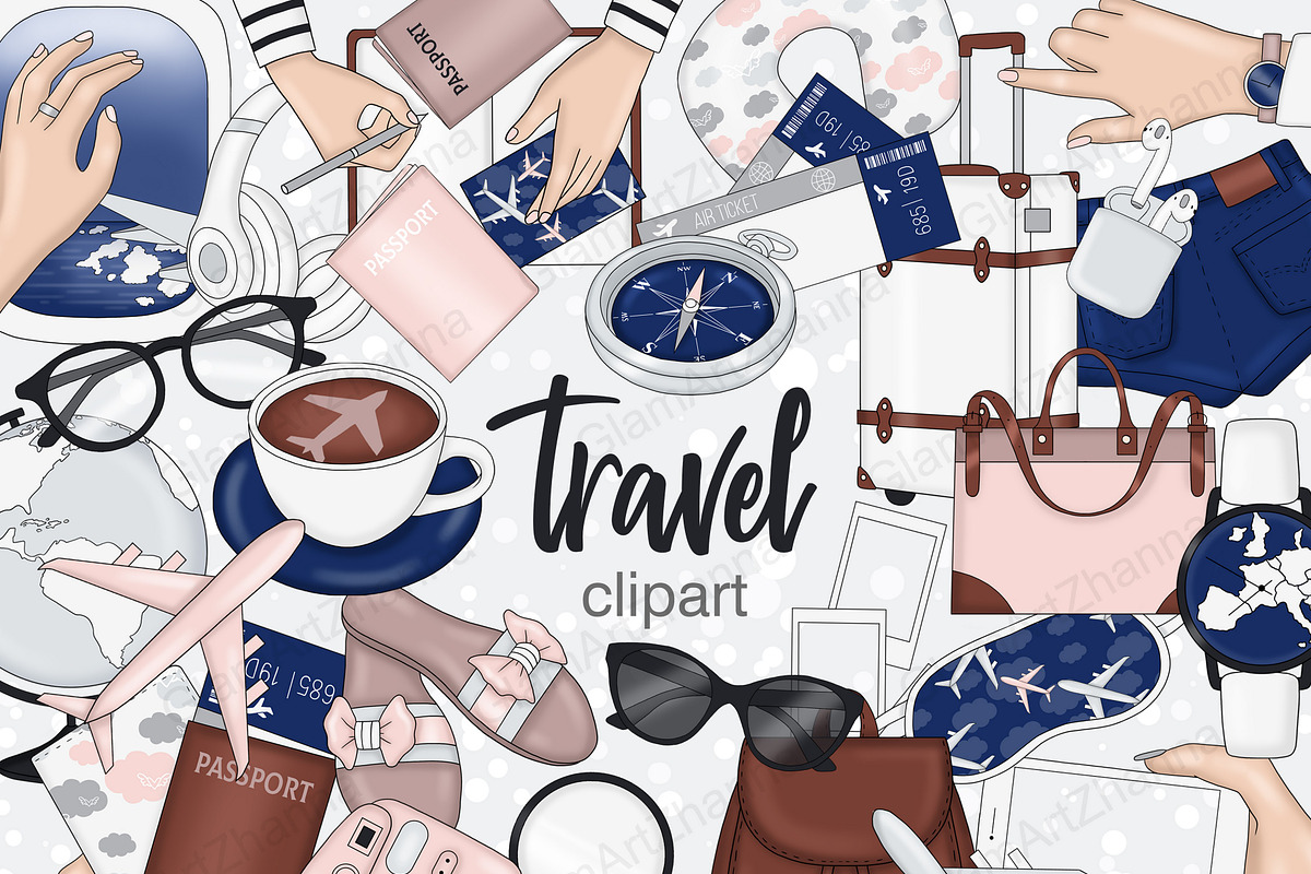 Travel Clipart, a Transportation Illustration by GlamArtZhanna (Photo 1 of 3)