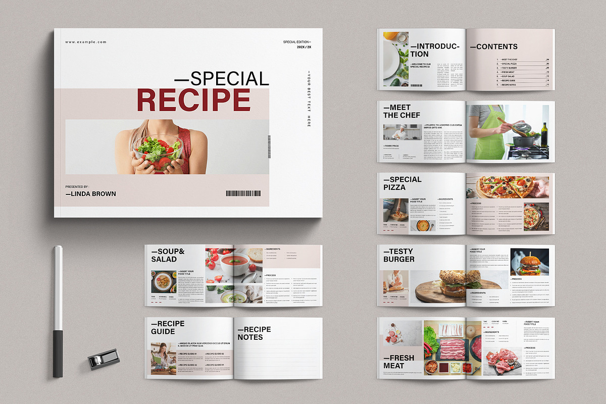 Recipe Book Brochure Landscape, a Brochure Template by E-Type (Photo 1 of 7)