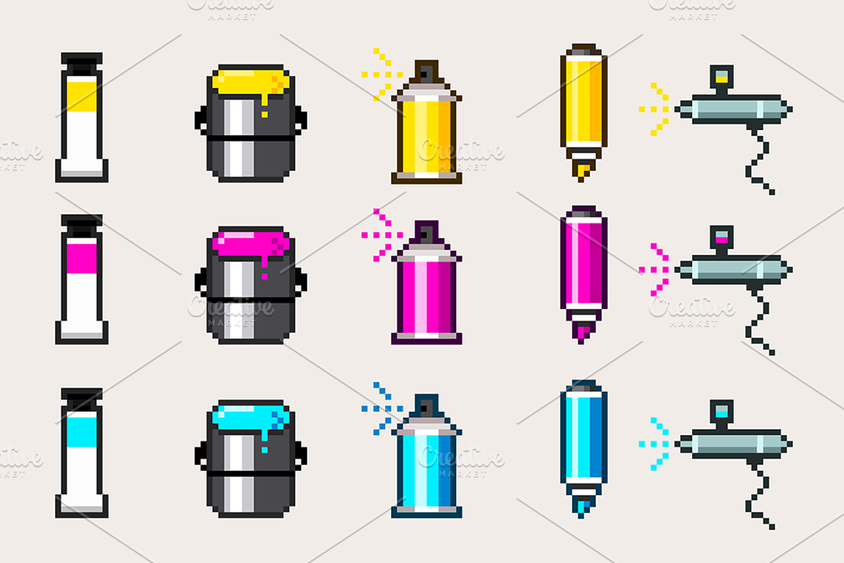 Paint Tools Pixel Art Icons preview 2