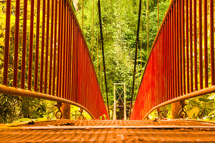 suspension red bridge, an Architecture Photo by worlditravelilove