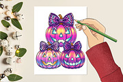 Neon Coquette Halloween Pumpkin PNG, an Illustration by designcity5 (Thumbnail 7 of 7)