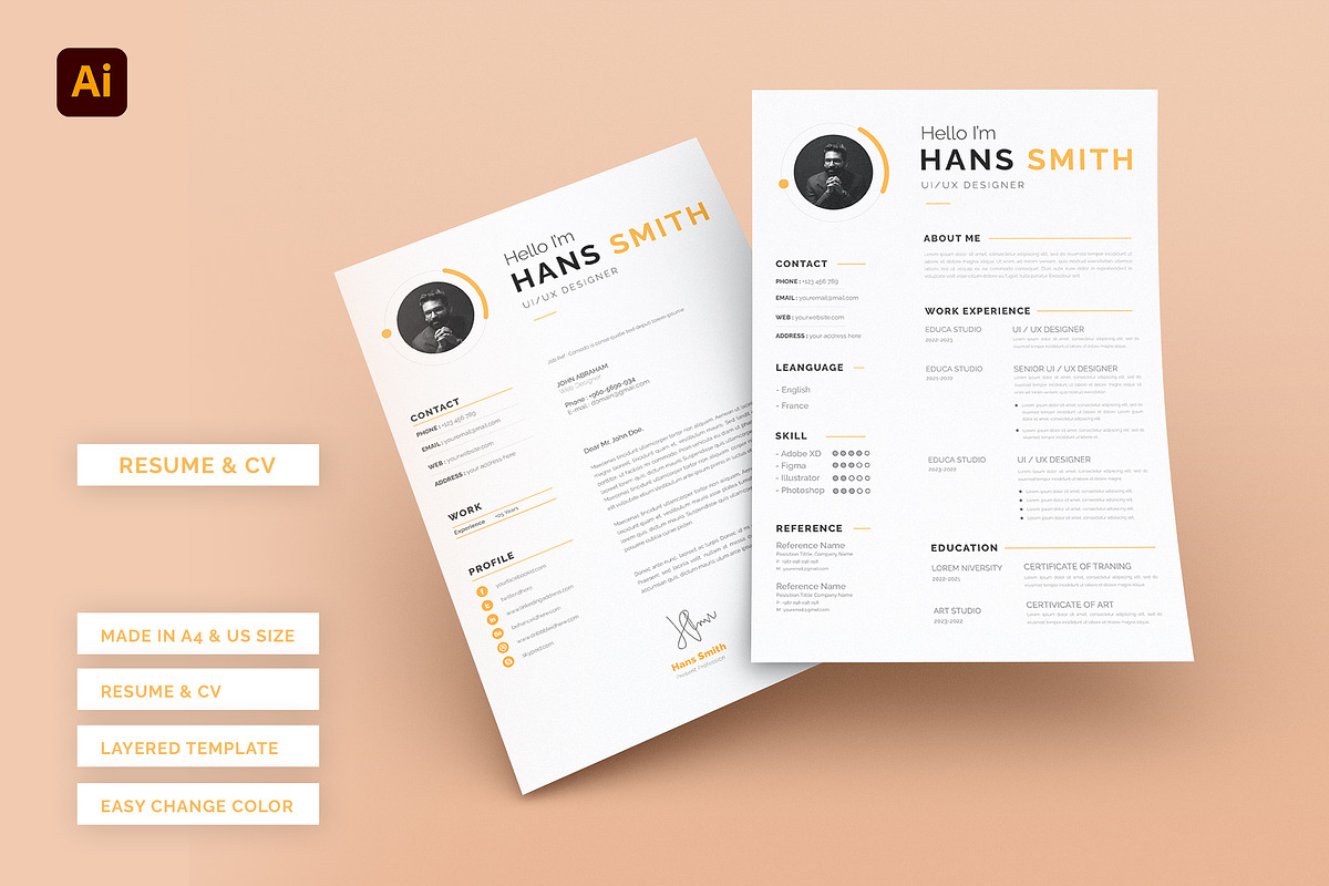 CV COVER LETTER SIMPLE ELEGANT, a Resume Template by Pixslides