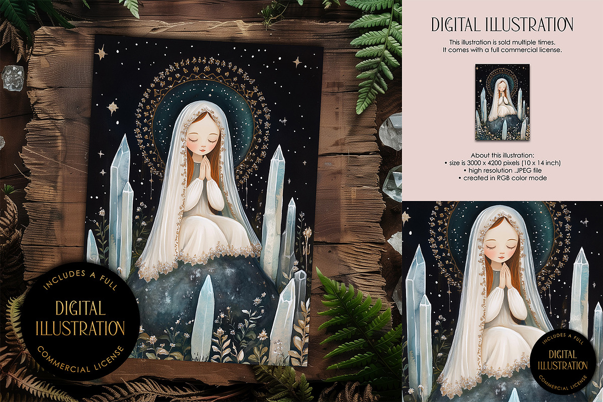 Virgin Mary With Halo Illustration, a Person Illustration by The Dutch Lady Designs (Photo 1 of 4)
