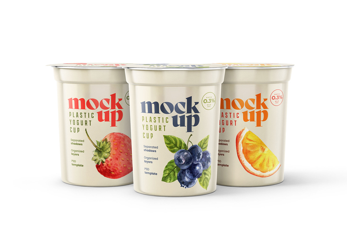 Yogurt Cup Mockup Set | Packaging, a Cups & Container Mockup by Deeplab