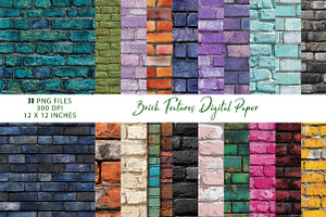 Brick Textures Digital Paper, a Pattern Graphic by CreationArt