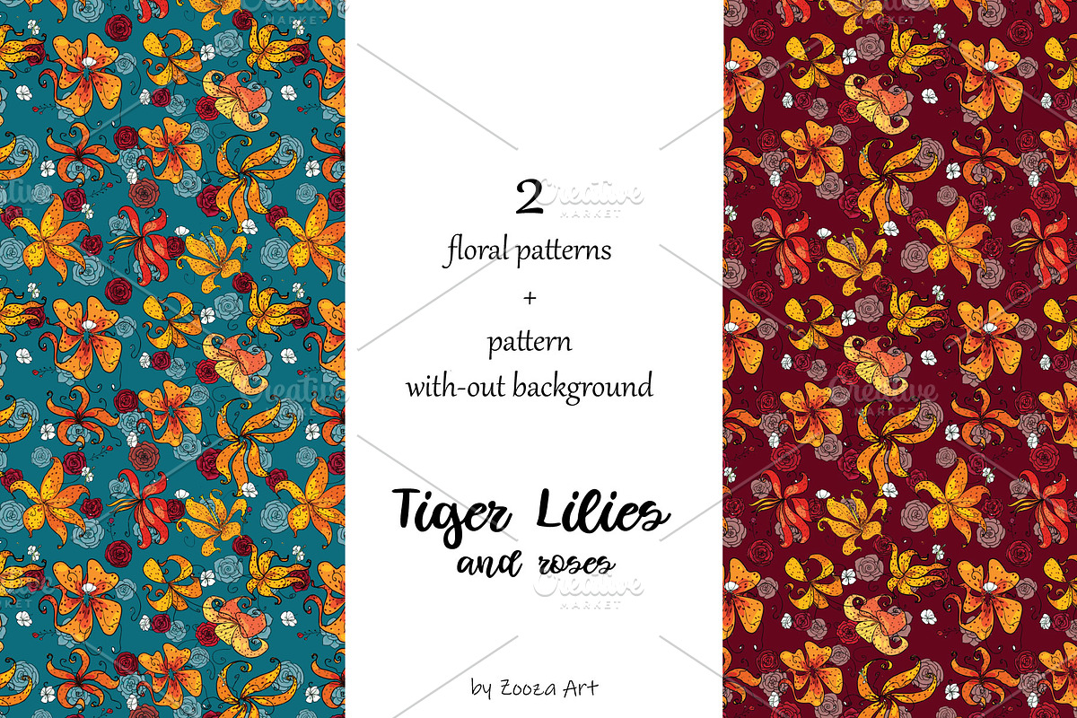 Tiger Lilies & Roses - clip-art, an Illustration by Zooza Art (Photo 12 of 15)