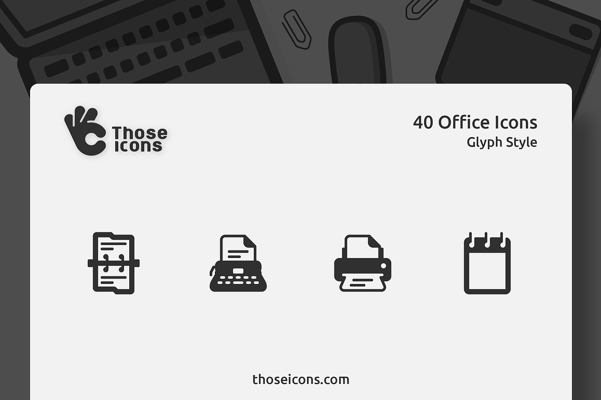 40 Office Glyph Icon, a Solid Icon by Those Icons (Photo 1 of 2)