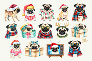 Retro Pugmas Clipart, a Seasonal Illustration by Anna Design Studio (Thumbnail 3 of 12)