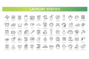 Laundry services line icons, an Icon by Tettygreen