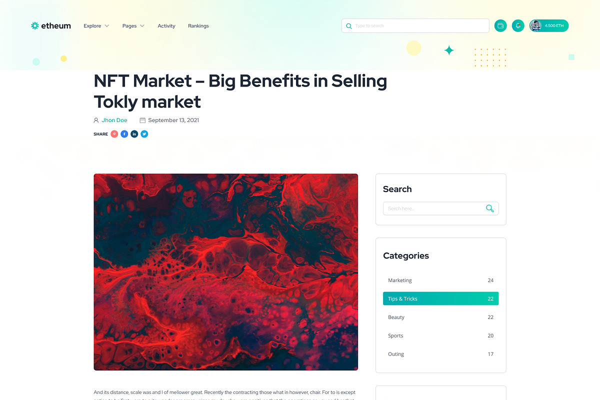Etheum - NFT Marketplace Figma UI, an UI Kit Template by Themeix (Photo 20 of 28)