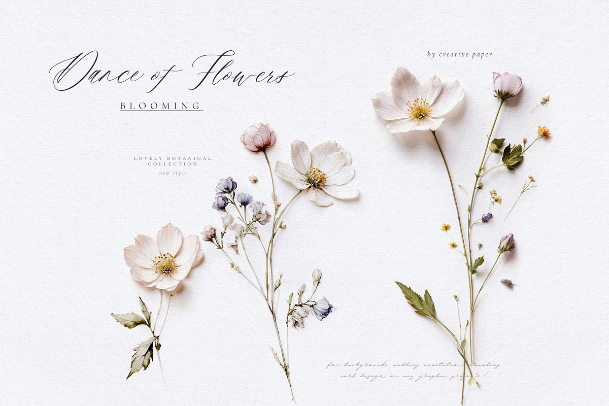 Pretty Wildflowers I Pressed Flowers, a Background Graphic by by creative paper (Photo 2 of 14)