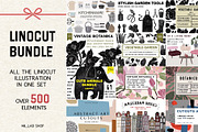 Linocut Bundle, an Object Graphic by Mii Lab (Thumbnail 1 of 24)