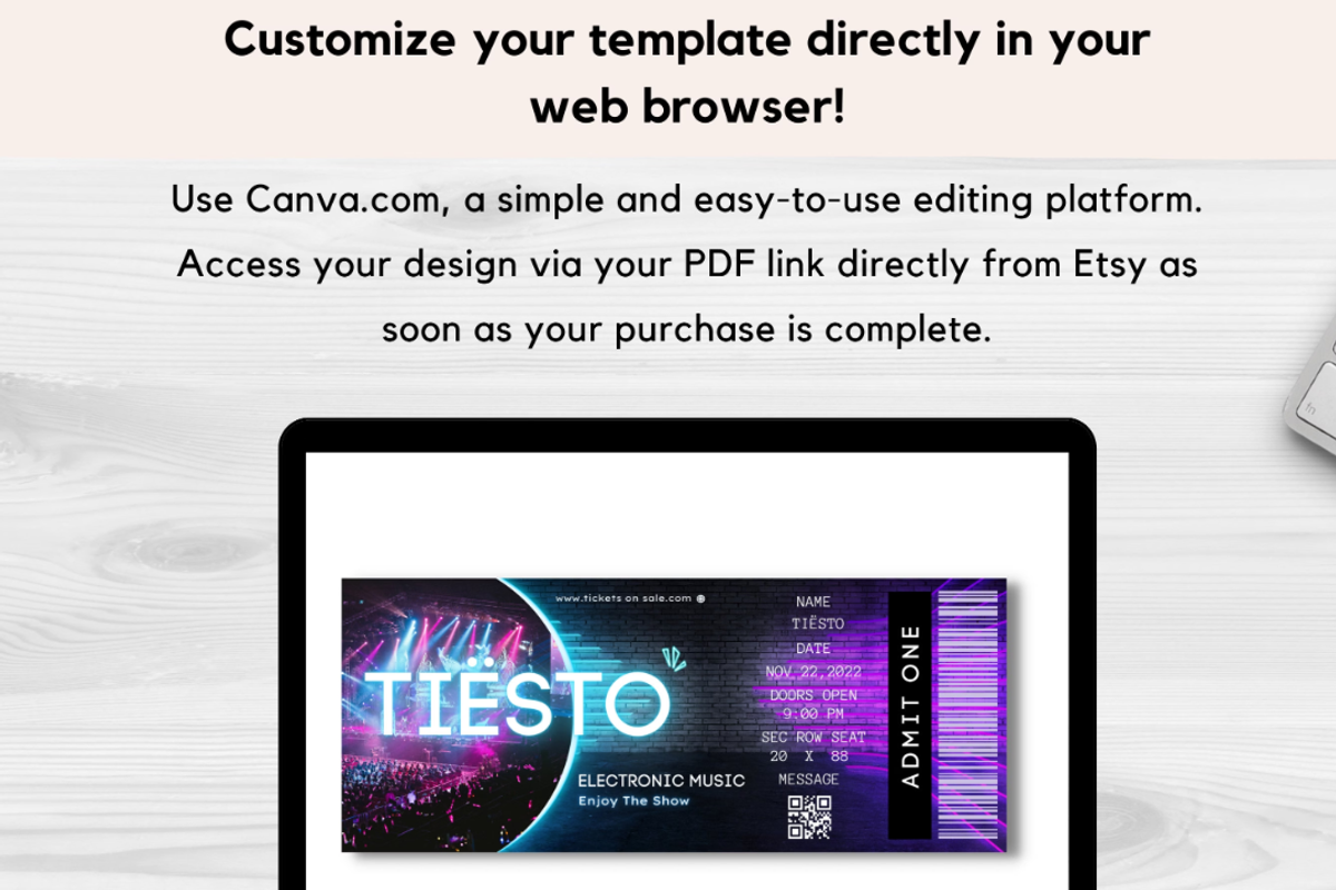 Editable Concert Ticket Template, an Invitation Template by YasdeyDesigns (Photo 4 of 9)
