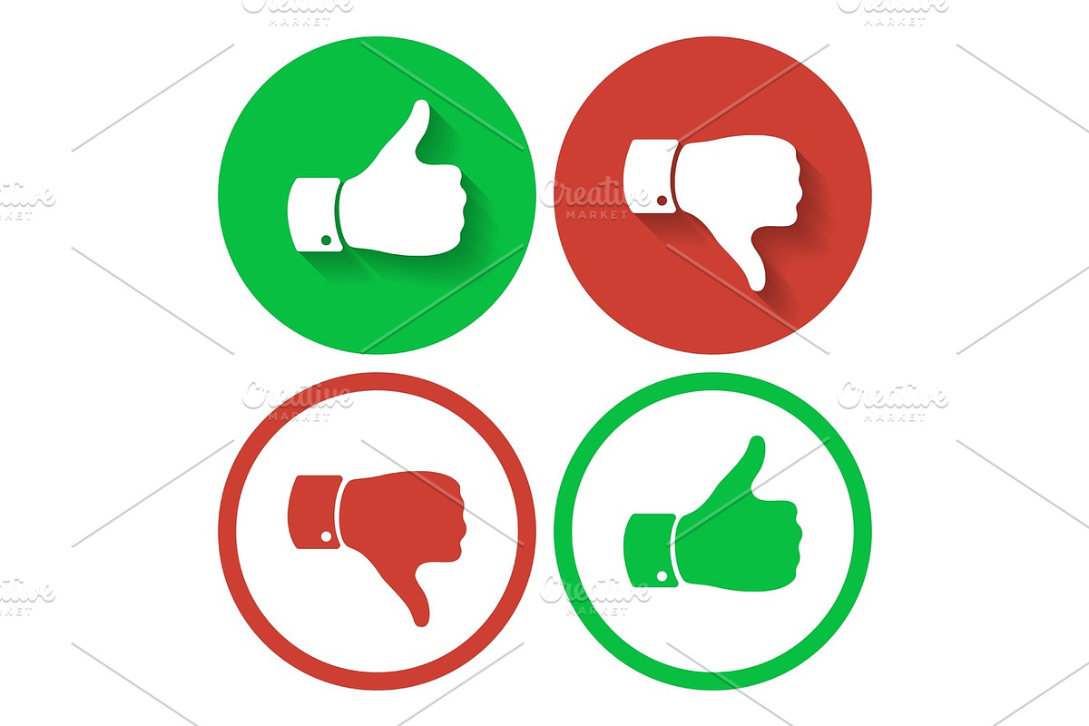 Thumb up and down symbols. Human hand icon., an Illustration by Vector Shop