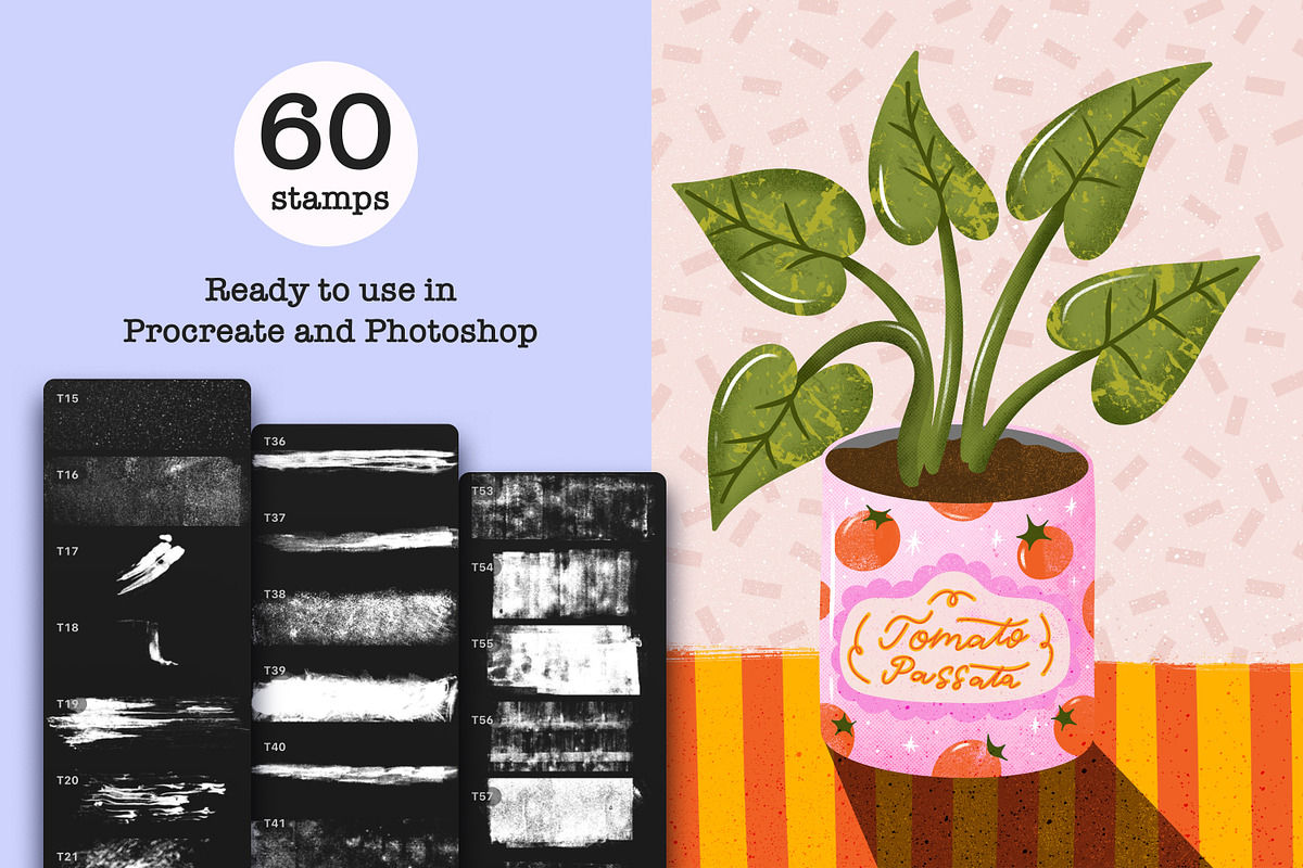 Texture Stamps Photoshop & Procreate, a Brush Add-On by seamless team (Photo 3 of 4)