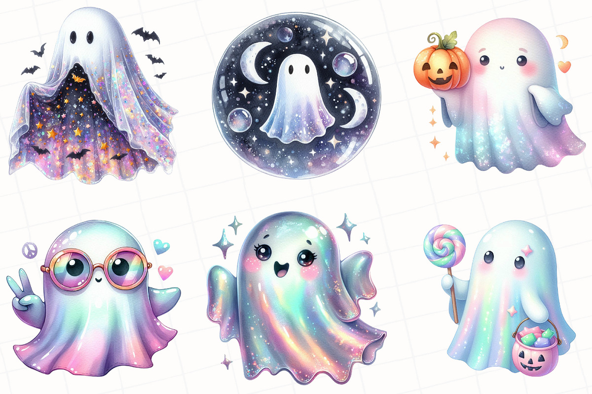 Halloween Iridescent Ghost Clipart, an Illustration by OK Design (Photo 4 of 5)