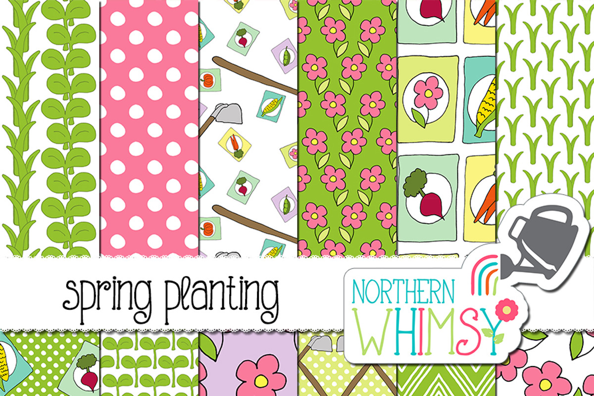 Spring Patterns: Gardening, a Pattern Graphic by Northern Whimsy Design