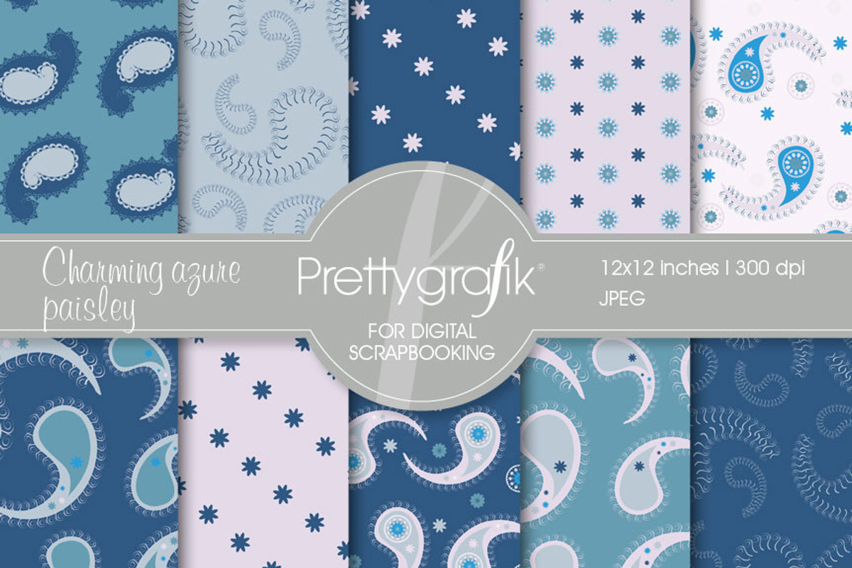blue paisley digital paper