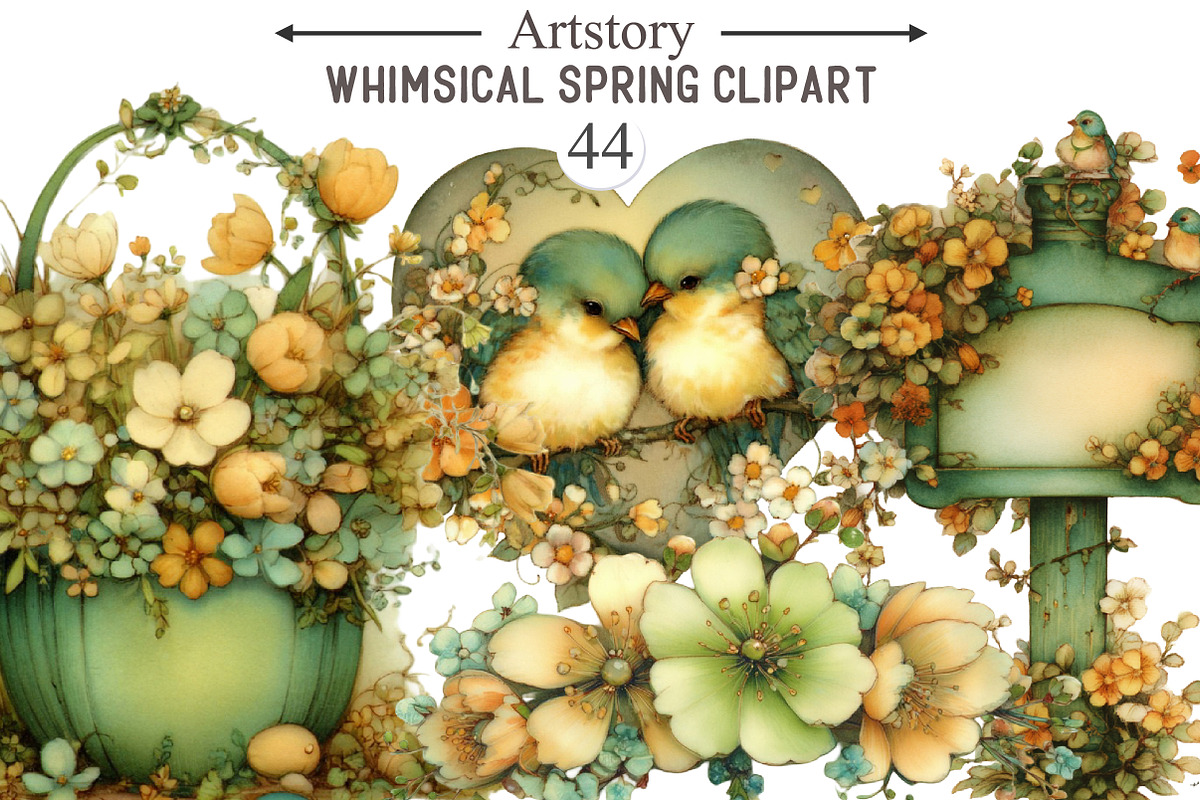 Whimsical Spring Clipart, an Illustration by designcity5 (Photo 1 of 5)