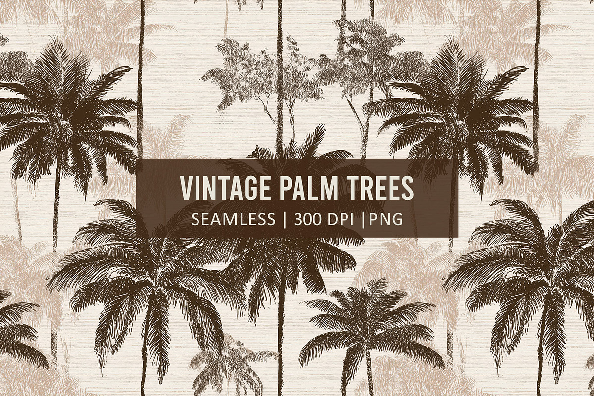 VINTAGE PALM TREES Seamless Pattern, a Pattern Graphic by AYAKA Studio Co. (Photo 1 of 10)