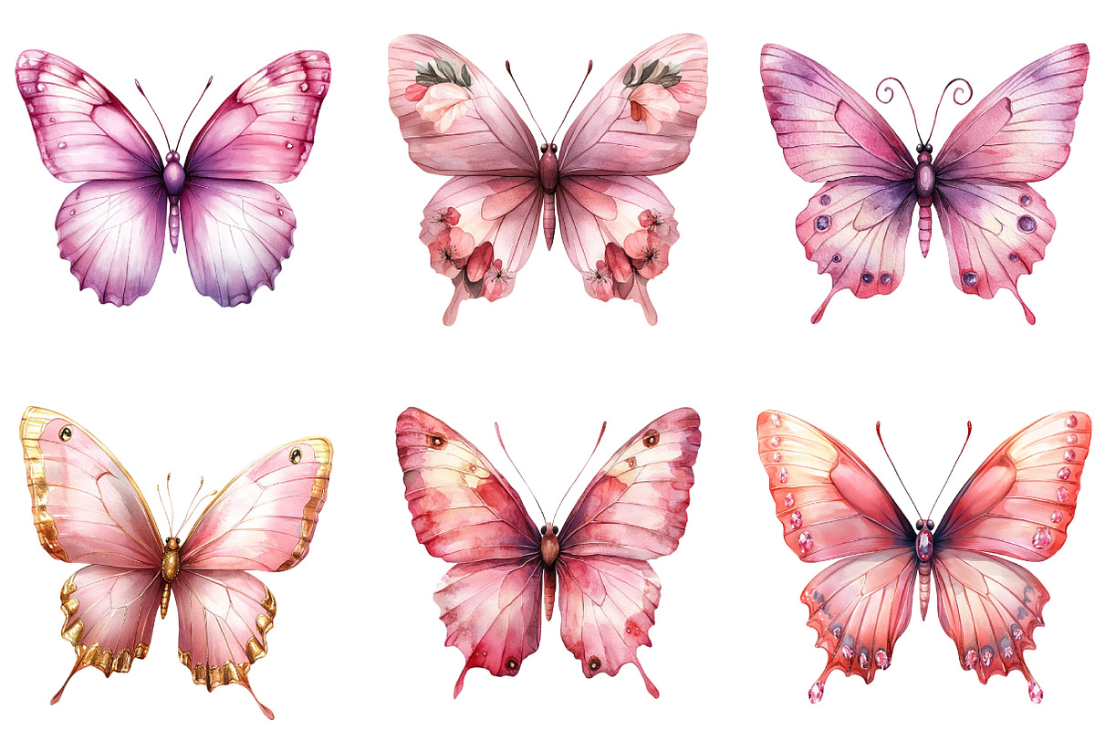 Pink Butterfly Clipart, an Illustration by DreamArtGraphic (Photo 5 of 5)