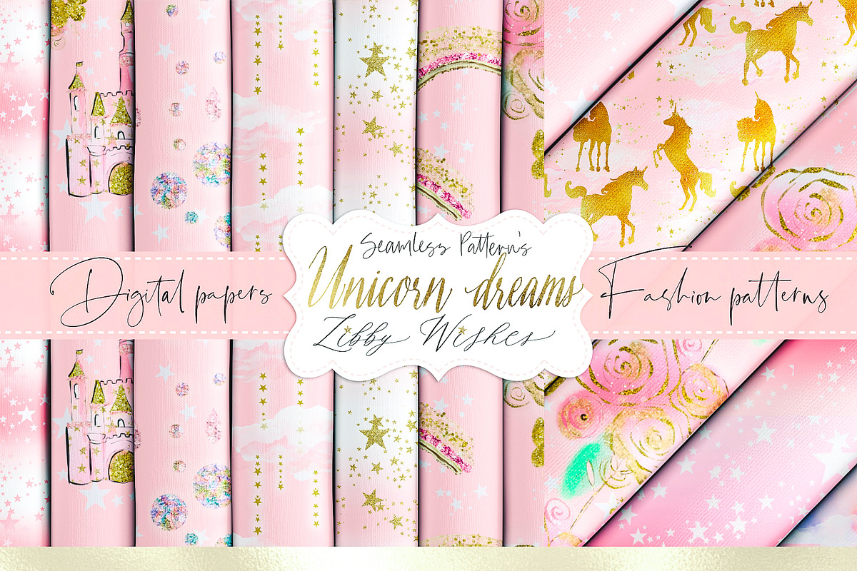 Unicorn patterns in Pink, a Pattern Graphic by Libby Wishes (Photo 5 of 10)