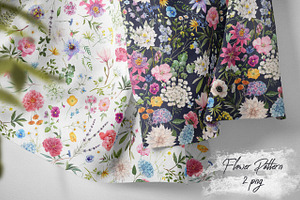 2 Watercolor Floral Patterns, a Pattern Graphic by Lembrik's Artworks