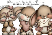 Whimsical Valentine Bunny Clipart, an Illustration by Black Bird Studio (Thumbnail 1 of 6)