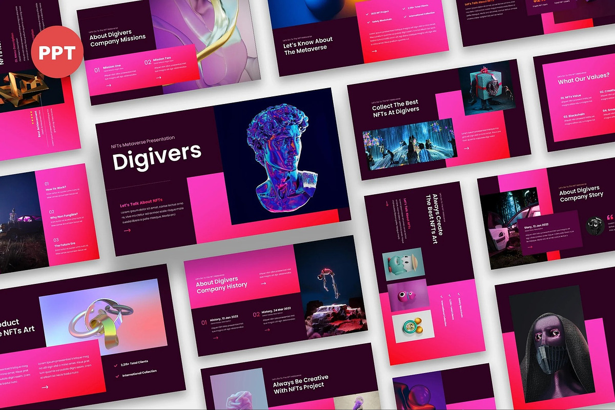 Digivers - NFTs Metaverse Powerpoint, a Presentation Template by Fit-tee (Photo 1 of 6)