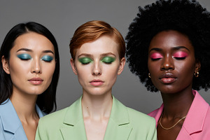 Diverse Models with Colorful Eyeshad, a Beauty & Fashion Photo by Stock Shape