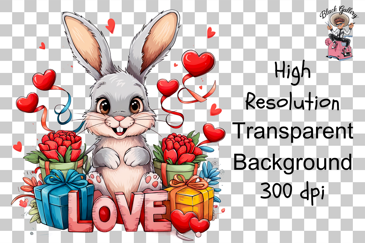 Bunny love PNG Clipart Bundle, a Graphic by Clipart Bloom (Photo 11 of 12)