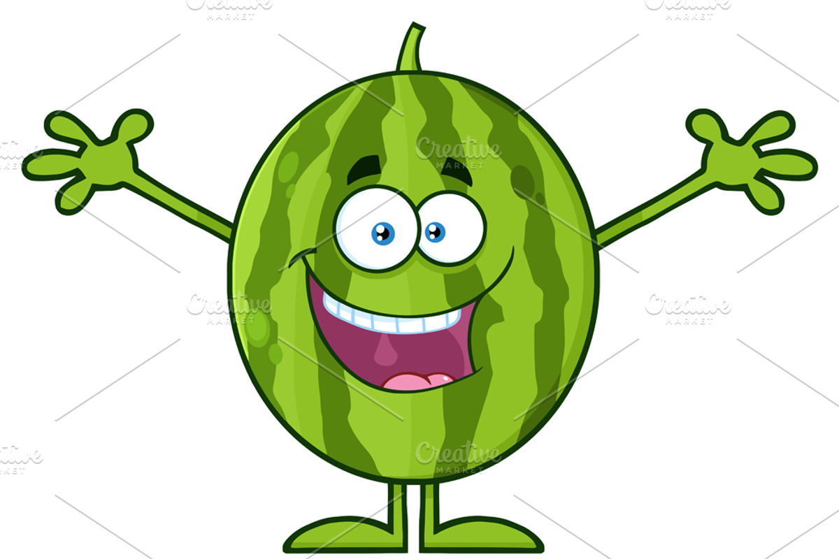 Happy Watermelon With Open Arms, a Food Illustration by HitToon