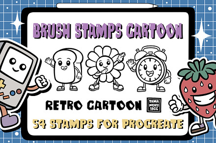 Retro Cartoon Procreate Brush Stamp