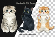 15 Bundle Watercolor Cute Cats Pet, an Animal Illustration by Morspective (Thumbnail 2 of 8)