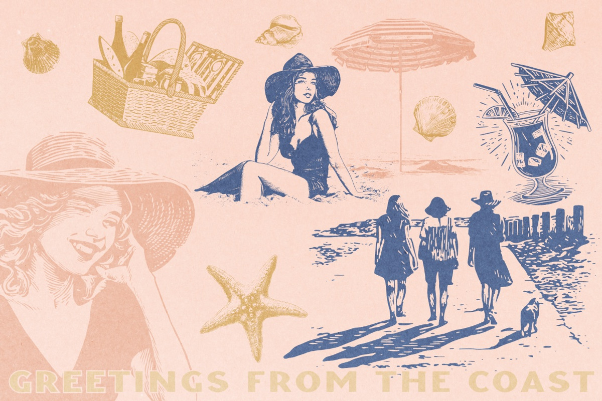 Vintage Coastal Travel Illustrations, an Object Illustration by Nocturnal Wolf (Photo 3 of 27)