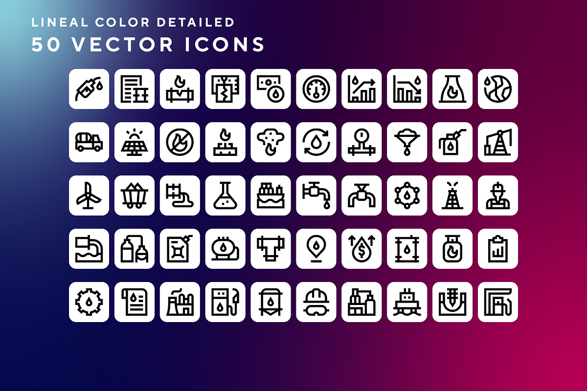 Oil and gas industry icons, an Outline Icon by Wencory (Photo 1 of 2)