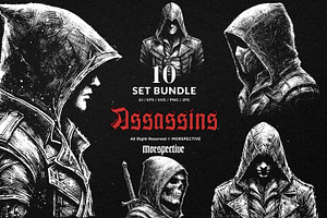 10 Bundle Dark Art Assassins Killer, an Illustration by Morspective